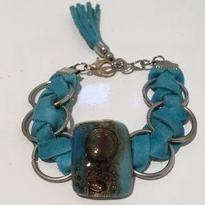 Carli Bruno Lola Tassel Leather Art Glass Bracelet